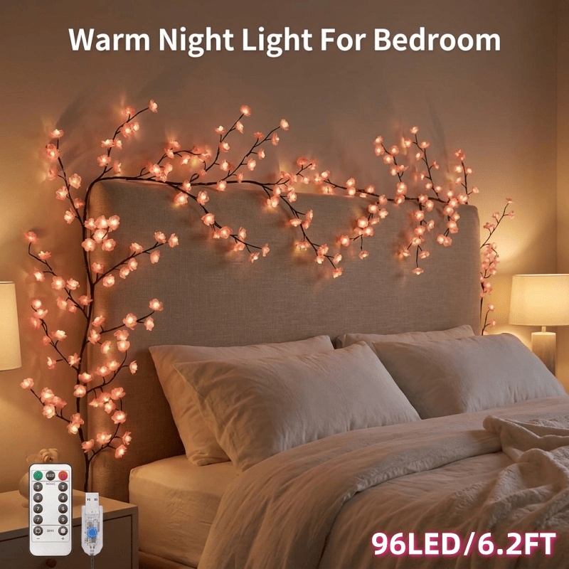LED Tree Branch Lights For Wall, Cherry Blossom Lights Vine Lights With Remote And 8 Lighting Modes Cherry Blossom Garland Willow Vine For Bedroom Indoor Wall Christmas Decor - Image 6