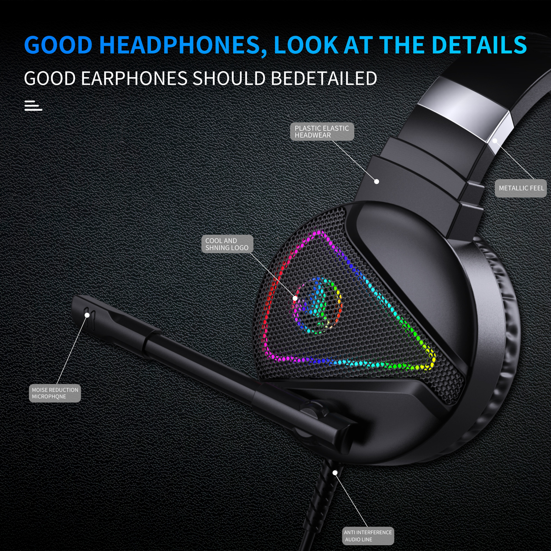Premium RGB Light-Up Over-Ear Gaming Headset – Wired Headphones with Noise-Reduction Microphone, Metallic Finish & Adjustable Headband - Image 5