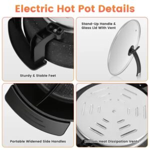 6L Large Capacity Electric Hot Pot With Divider, 5 Gear Adjustable Temperature Non-Stick Electric Cooker, Multifunctional Fondue Pot For 3-6 People With Cooking Tools