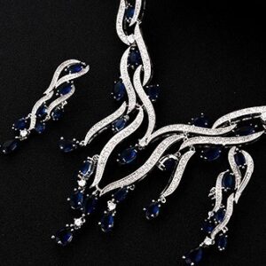 Premium Radiant Wave Zirconia Necklace & Earring Set – Timeless Glamour for Special Occasions, 1 DAY DISPATCH.