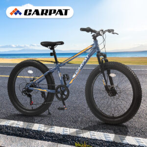 Premium Elecony 24" Fat Tire Mountain Bike for Youth – High-Carbon Steel Frame, Shimano 7-Speed & Dual Disc Brakes for Trail & City Riding | UK Stock, Free Shipping