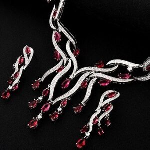 Premium Radiant Wave Zirconia Necklace & Earring Set – Timeless Glamour for Special Occasions, 1 DAY DISPATCH.