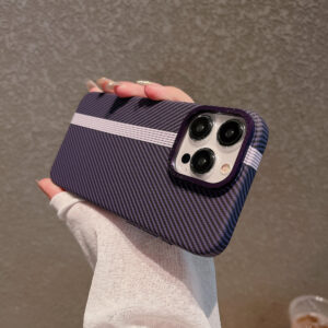 Premium Carbon Fiber Texture Matte Hard PC Case for iPhone 12, 13, 14, 15 Pro Max & Plus – Ultra-Slim Shockproof Cover with Lens Frame