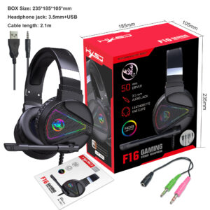 Premium RGB Light-Up Over-Ear Gaming Headset – Wired Headphones with Noise-Reduction Microphone, Metallic Finish & Adjustable Headband