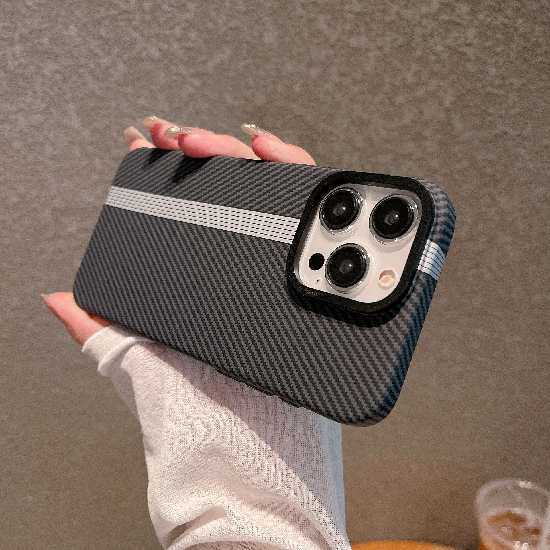 Premium Carbon Fiber Texture Matte Hard PC Case for iPhone 12, 13, 14, 15 Pro Max & Plus – Ultra-Slim Shockproof Cover with Lens Frame - Image 7