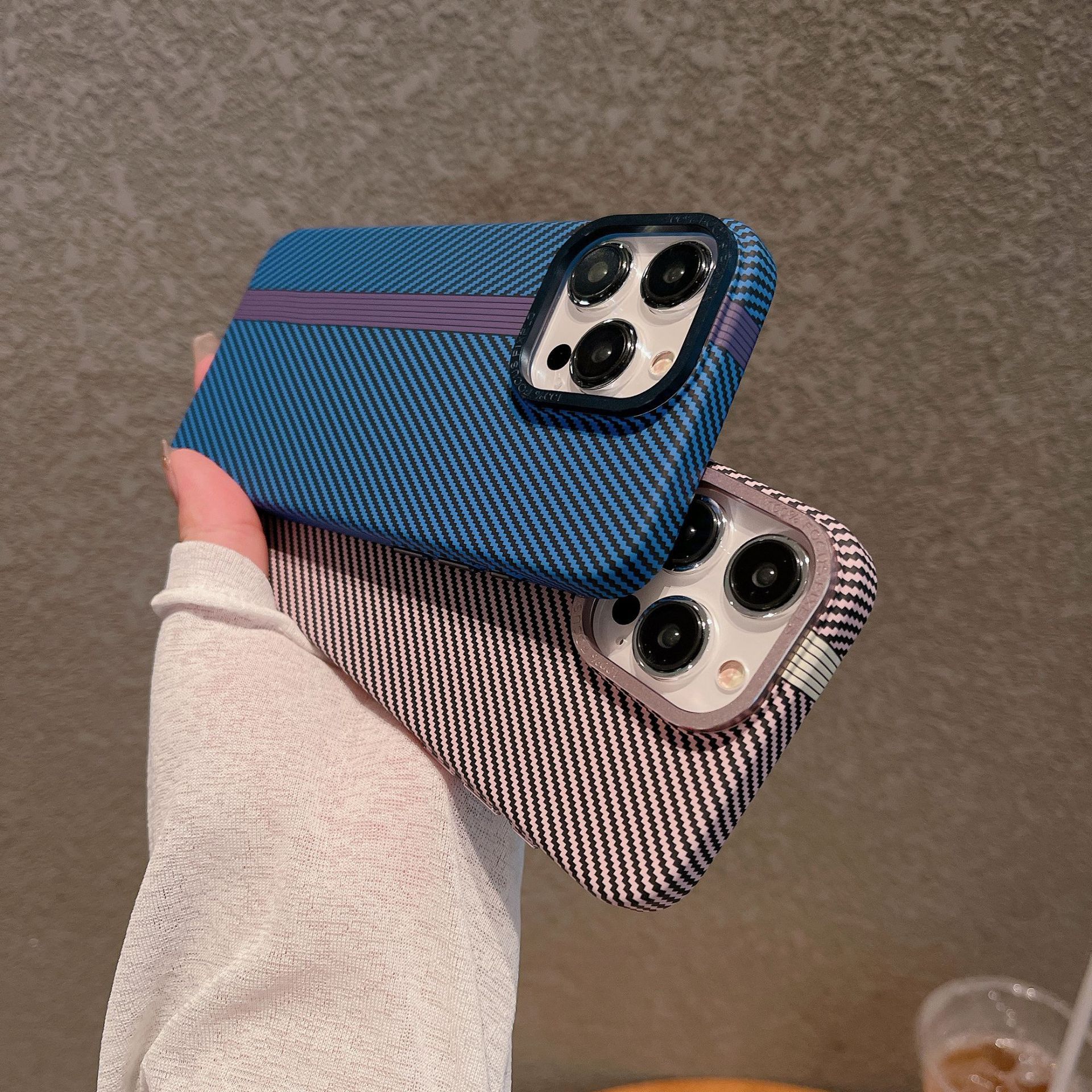 Premium Carbon Fiber Texture Matte Hard PC Case for iPhone 12, 13, 14, 15 Pro Max & Plus – Ultra-Slim Shockproof Cover with Lens Frame - Image 2