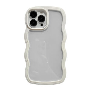Premium Aesthetic Wavy Edge Clear Case for iPhone X to 14 Pro Max – Cute Pastel Candy Color Bumper